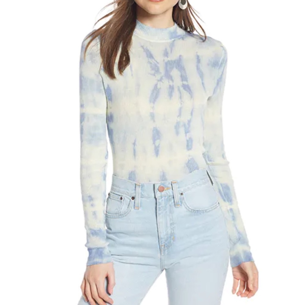 Something Navy Tie Dye Mock Neck Sweater (Purple)